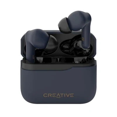 Abbildung von CREATIVE Zen Air Plus Leichte, echte kabellose In Ears mit Bluetooth LE Audio, hybrider aktiver Geräuschunterdrückung, Umgebungsmodus, bis zu 32 Stunden Gesamtspielzeit, 6 Mikrofone (Dunkelblau)