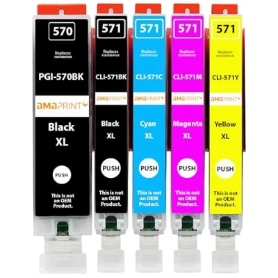 Abbildung von Amaprint 5 XL Patronen kompatibel mit Canon PGI 570 CLI 571 Ersatz für MG5700 MG5750 MG5751 MG5752 MG5753 MG6800 MG6850 MG6851 MG6852 MG6853 TS5000 TS5050 TS5051 TS5053 TS5055 TS6050 TS6051 TS6052