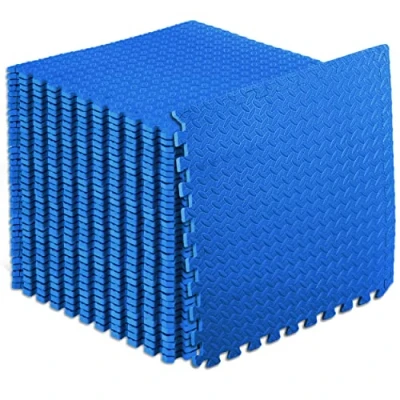 Abbildung von ProsourceFit Puzzle Exercise Mat ½ in, Eva Interlocking Foam Floor Tiles for Home Gym, Workout Equipment, Padding Kids, Blue, 24 in x 144 Sq Ft 36