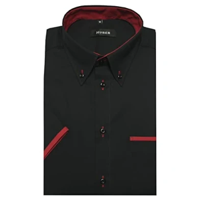 Abbildung von Huber Hemden Kurzarmhemd HU 0157 Button down, Kontrast, Kurzarm, Regular gerader Schnitt, Made in EU