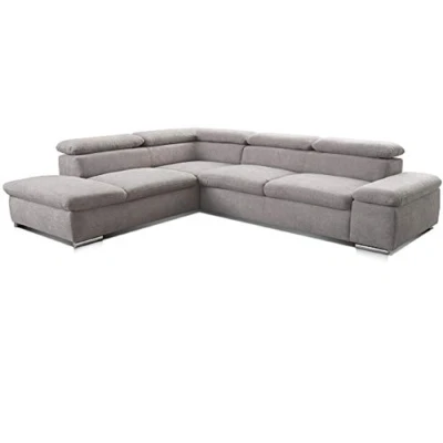 Abbildung von Cavadore Ecksofa Alkatraz / Großes Sofa in L Form mit Ottomanen links und verstellbaren Kopfstützen/ Modernes Design 274 x 66 228 cm Grau