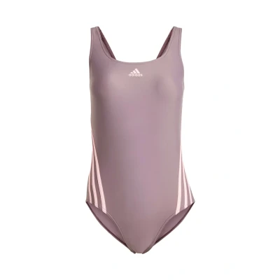 Abbildung von adidas Damen 3 Stripes Swimsuit Badeanzug, Shadow fig/pink Spark,