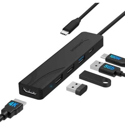 Abbildung von SABRENT USB C Hub, mit 4K HDMI und Power Delivery 60W Ladegerät (HB TC5P)
