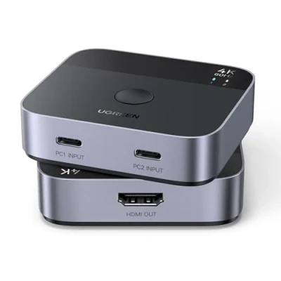 Abbildung von UGREEN USB C Switch 2 In 1 Out HDMI 4K@60Hz PC Monitor Switch, Plug &amp; Play, HD Audio Sync, ESD Schutz für Steam Deck/Laptop/Projektor