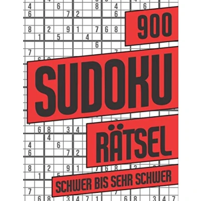 Abbildung von 900 Sudoku Rätsel: Block mit Rätseln auf 300 Seiten Schwierigkeitsstufen Schwer bis Sehr Sudokublock Lösung Rätselheft für Erwachsene