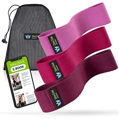 Abbildung von ZenOne Sports Gymnastikband aus Stoff, Hip Bands 3er Set für Bein &amp; Po, Kraft Yogatraining