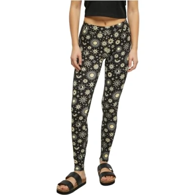 Abbildung von Urban Classics SOFT AOP Leggings Hosen, Damen, Größe: Small, Blacksun