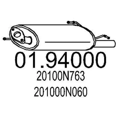 Abbildung von MTS 01.94000 Endschalldämpfer 600 NISSAN: ALMERA 1 Hatchback,