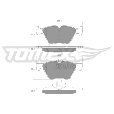 Abbildung von TOMEX brakes TX 12 82 Bremsbelagsatz Vorderachse für Verschleißwarnanzeiger vorbereitet MERCEDES BENZ: E Klasse Limousine, S Limousine