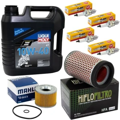 Abbildung von Wartungspaket Öl 4L + Luftfilter Ölfilter Zündkerzen für Yamaha XJR 1300 XJR1300 Baujahr 2007 2016