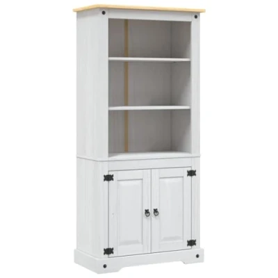 Abbildung von vidaXL Kiefer Schrank Mexiko Stil Corona Bücherregal Bücherschrank Vitrine Standvitrine Highboard Kommode Anrichte 80x40x170cm Weiß
