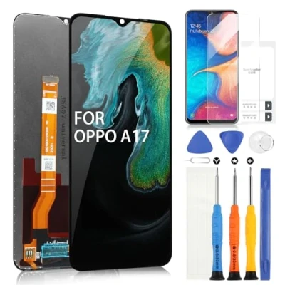 Abbildung von Bildschirm für Oppo A17 CPH2477 / A57 4G CPH2387/ A57S CPH2385 A77S CPH2473 LCD Display Touchscreen Digitazer Assembly Ersatz mit Werkzeug + gehärtetes Glas (6,56 Zoll, Schwarz)