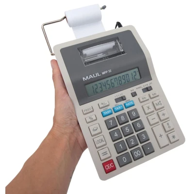 Abbildung von MAUL Tischrechner Printing MPP32 druckender Rechner mit Allen wichtigen kaufmännischen Funktionen und 12 stelligem Display 2 Farbiger Druck Zeilen/Sek Netz u. Batteriebetrieb Grau