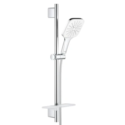 Abbildung von GROHE Vitalio SmartActive 130 Cube Brausestangenset (wassersparend, 3 Strahlarten, langlebige Oberfläche) chrom, 26596000