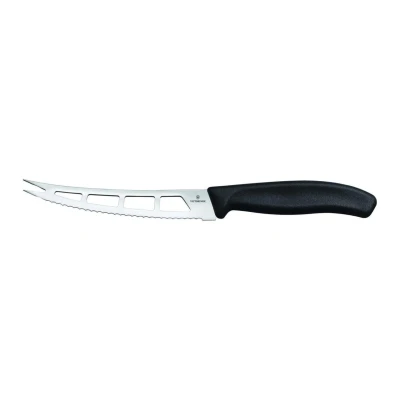 Abbildung von Victorinox Swiss Classic, Profi Butter und Weichkäsemesser, Extra Scharfe Klinge, Wellenschliff, 13 cm, Rostfreier Stahl, schwarz