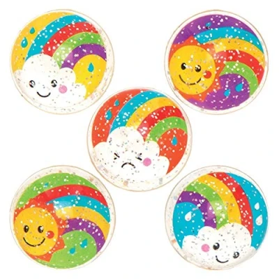 Abbildung von Baker Ross AT970 „Regenbogen“ Glitzer Springbälle 10 Stück, buntes Springspielzeug für Kinder zum Spielen im Innen und Außenbereich, großartige Partytütenfüller oder Taschengeldgeschenke