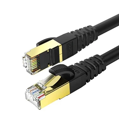 Abbildung von KASIMO Cat 8 Lan Kabel 1m Netzwerkkabel Für 40Gbps / 2000Mhz Ethernet Kabel, Internet Patchkabel Superschnell Flexibel und Robust mit vergoldetem RJ45. Schwarz