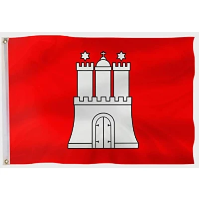 Abbildung von PHENO FLAGS Flagge Hamburg 90 x 150 cm Perle Fahne Norden (Hissflagge für Fahnenmast), Inkl. 2 Messing Ösen