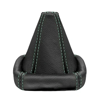 Abbildung von L &amp; P Car Design L&amp;P A0024 1 Schaltsack Schaltmanschette kompatibel mit VW Golf 2 II 3 Polo 6N Passat 35i UVM. 100% Echtleder Leder Schwarz Naht Grün
