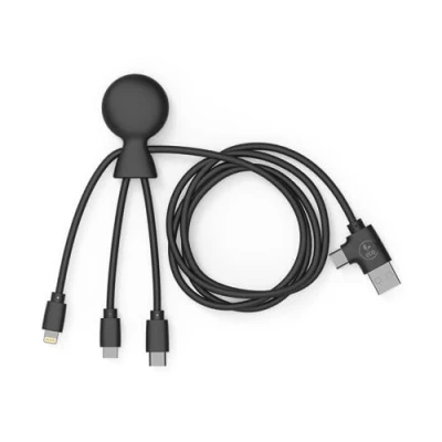 Abbildung von Xoopar Mr Bio Multi USB Kabel Lang 1m Krakenförmig Schwarz Universelles Ladegerät Aus Recyceltem Kunststoff USB, C, Lightning, Micro Smartphone Stecker Universal