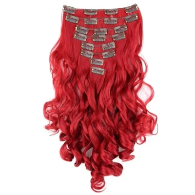 Abbildung von CAISHA XXL 35cm 8 Teile Set CLIP IN EXTENSIONS Haarverlängerung Haarteil Voluminös Gewellt Rot CES120 1