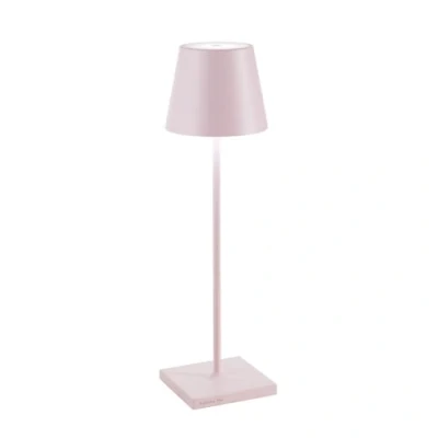 Abbildung von Zafferano Poldina Pro Dimmbare LED Tischlampe aus Aluminium, Schutzart IP54, Verwendung im Innen /Außenbereich, Kontaktladestation, H38cm, EU Stecker (Rosa)