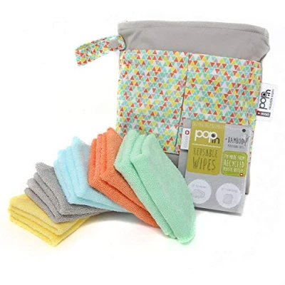 Abbildung von Close Pop in Wiederverwendbare Bambustücher 10 x waschbare Babytücher 20 15 cm, Pastellfarben, extra weich und wiederverwendbar, für Babys Hände Gesicht