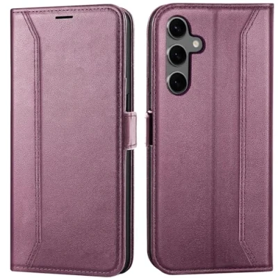 Abbildung von Verco Handyhülle für Samsung Galaxy S23 FE, Premium Klapphülle Handy Flip Case FE 5G Hülle Book Tasche, Brombeere