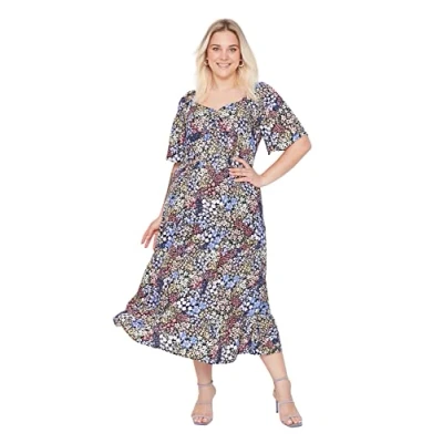 Abbildung von TRENDYOL Damen Maxi Standard Regular Plus Size Kleid, Mehrfarbig, 44 Große Größen EU