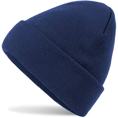 Abbildung von Hatsatar Damen Herren Strickmütze Winter Feinstrick Beanie für Unisex Bündchenmützen Weich &amp; Warm Blau Medium
