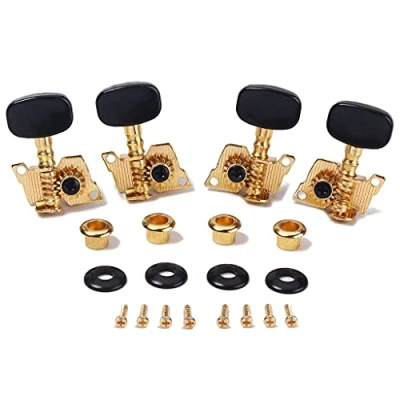 Abbildung von Alnicov 2R2L Stimmwirbel Mechanik Open Gear Gitarrenmechanik für Ukulele 4 saitige Gitarre vergoldet