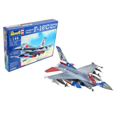 Abbildung von Revell Modellbausatz Flugzeug 1:144 Lockheed Martin F 16C Fighting Falcon im Maßstab 1:144, Level 4, originalgetreue Nachbildung mit vielen Details, 03992