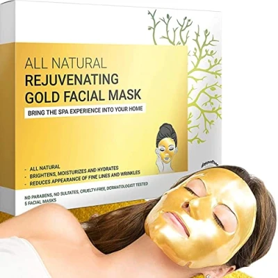 Abbildung von Masken Gesicht, Gold gesichtsmaske beauty set Premium Hydrogel Sheet Gesichtsmasken für Hautpflege &amp; Schönheit, Feuchtigkeit und Anti Aging Kollagen, Hyaluronsäure 24 Karat Nano
