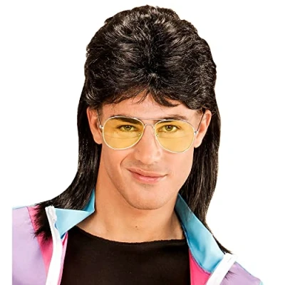 Abbildung von W WIDMANN MILANO Party Fashion Perücke Vokuhila mit Brille, Kunsthaar, 80er Jahre Outfit