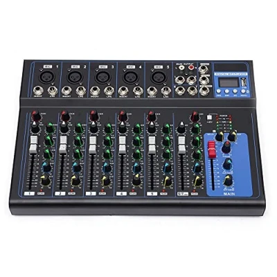 Abbildung von 7 Kanal USB Bluetooth Mixer Live Audio Studio Mischpult DJ Konsole Verstärker Stereokanal Mischen