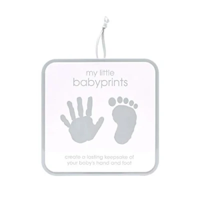 Abbildung von Pearhead My Little Babyprints Tin, Baby Handprint or Footprint Clay Impression Kit, Gender Neutral Newborn Keepsake, Grey Chevron