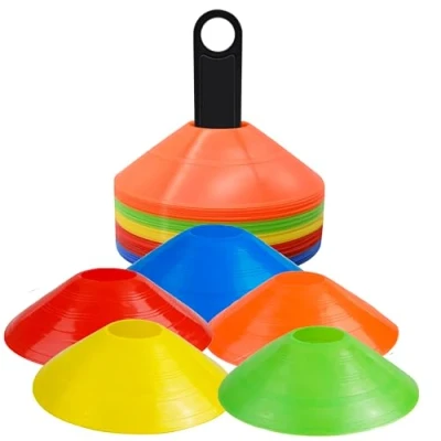 Abbildung von OUTDOORN 75x Markierungshütchen farbig, Zubehör für Fußball &amp; Slalomtraining Trainingszubehör Outdoor