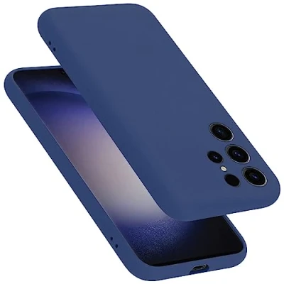 Abbildung von Cadorabo Hülle kompatibel mit Samsung Galaxy S23 Ultra Handyhülle für Case aus flüssigem Silikon stoßfeste dünne TPU Schutzhülle Liquid BLAU