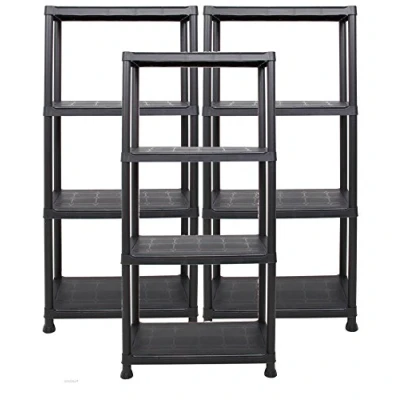 Abbildung von Ondis24 Steckregal 60 x 30 135 (H) cm, 4 Böden, Kunststoffregal, Schwerlastregal, bis zu 80 kg, Regal, Lagerregal (3 Stück)