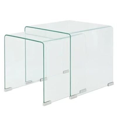 Abbildung von vidaXL Couchtisch Zweiteiliges Satztisch Set aus gehärtetem Glas Transparent (2 St)