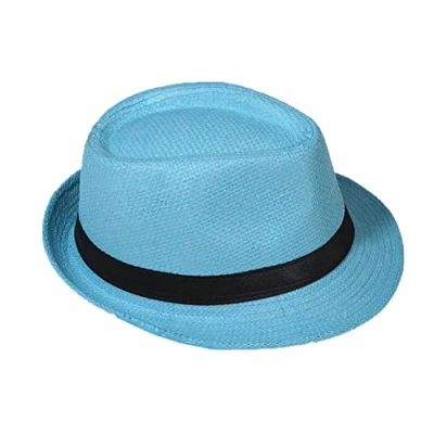 Abbildung von Miobo Strohhut, Panamahut Fedorahut,Trilby Design,Sonnenschutz 60 Strohhut Himmelblau