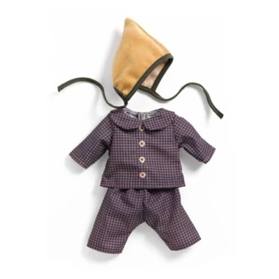 Abbildung von DJECO Puppenkleidung POMEA Ambre Shirt, Bluse und Mütze für Puppen der Größe 30 34 cm