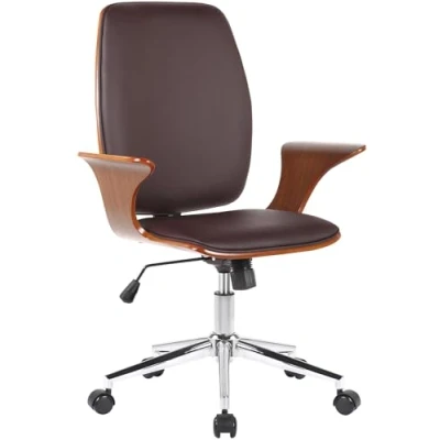 Abbildung von CLP Bürostuhl Burbank I Höhenverstellbarer Drehstuhl, Farbe:walnuss/braun, Material:Kunstleder