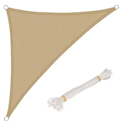 Abbildung von WOLTU Sonnensegel Wasserdicht 3,6x3,6x5,1m Quadratisch 95% UV Schutz Segeltuch 180 g/m² Polyester Sonnenschutz Schattenspender für Balkon Terrasse Garten, mit Befestigungsseilen, Grau