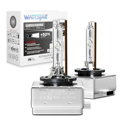 Abbildung von wattstar D3S 4300K 35W HID Scheinwerferlampe, warmweiße Xenon Scheinwerferlampen, IP68 wasserdicht, Packung mit 2.…