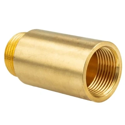 Abbildung von tecuro Hahnverlängerung 1/2 Zoll x 30 mm Messing blank CW 617 N nach Trinkwasserverordnung 50930 6, mit Innenvielkant, Härte entsprechend DIN 3523