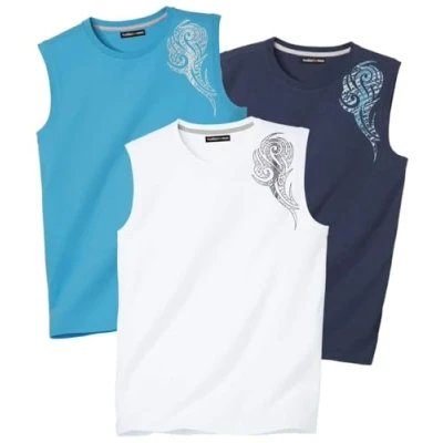 Abbildung von ATLAS FOR MEN 3er Pack ärmellose Shirts aus bequemem Jersey Größe 4XL