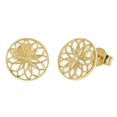 Abbildung von trendor 15942 Damen Ohrringe Lebensblume 925 Silber Vergoldet ⌀ 10 mm