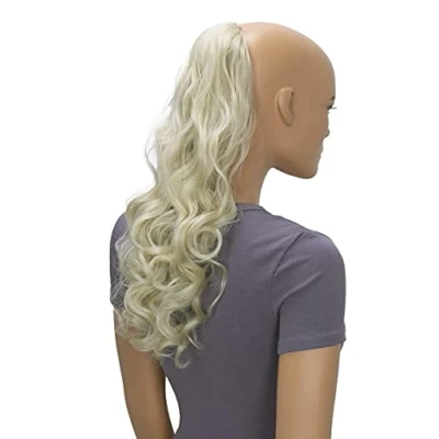 Abbildung von CAISHA 50cm Haarteil Ponytail Zopf Haarverlängerung Mit 2 Bändern Pferdeschwanz Lockig Hellblond HC21 1