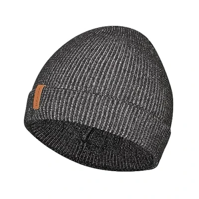 Abbildung von Gebol Haube Upcycled Strickmütze Beanie mit Kunstleder Tag Unisex Schwarz 1 Stück